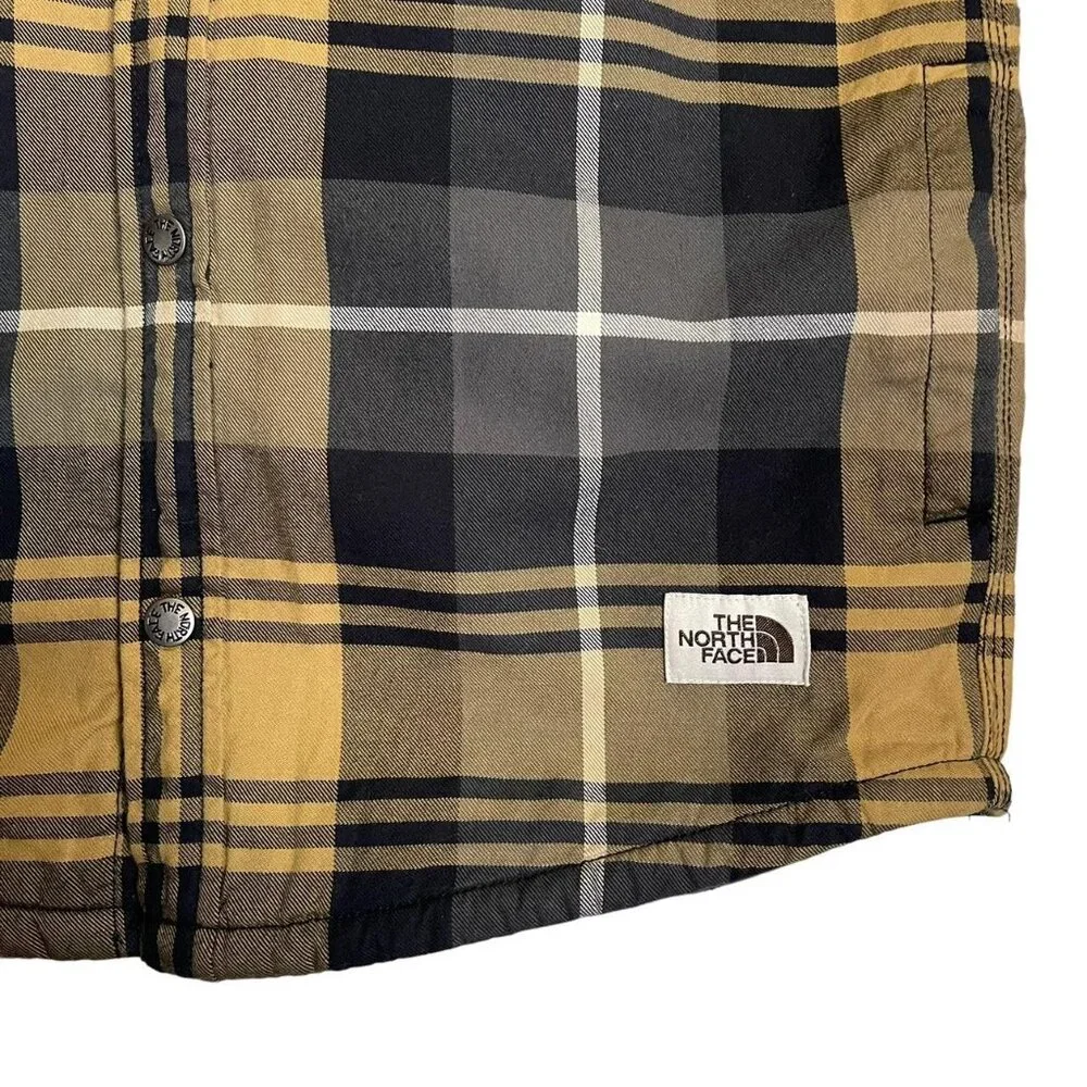 The North Face Sherpa Lined Plaid Jacket Men’s Small Tan Gray Black Fallstyle